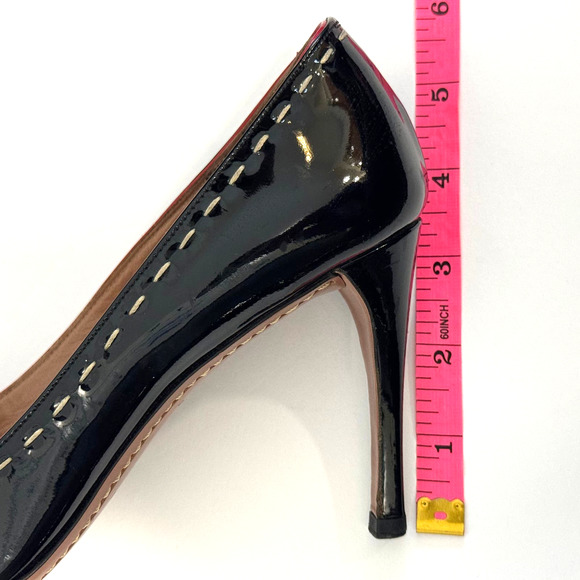 Alaia Black Patent Leather Pumps High Heels White Stitching Red Trim Size 36.5 - Picture 9 of 16